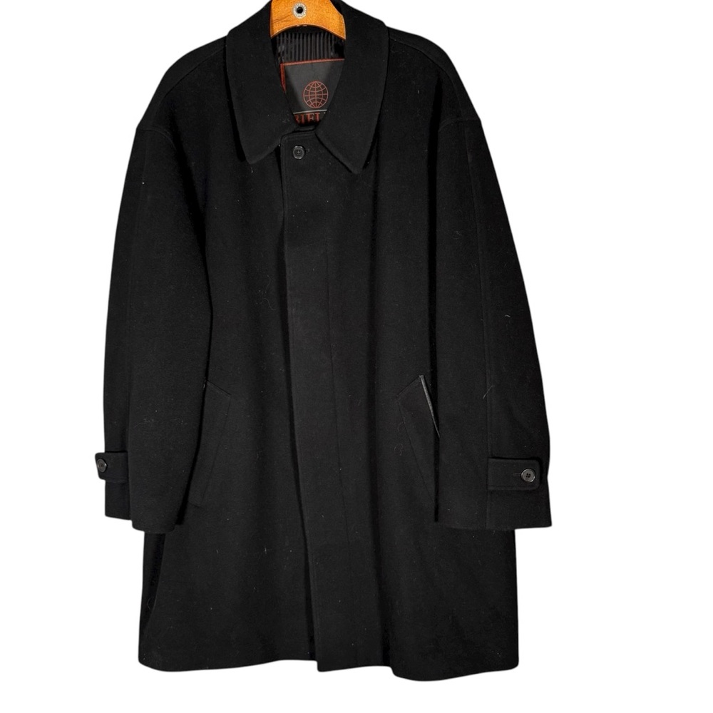 Biella Sport Black Wool Cashmere Coat Men's Classic Minimalist 44R